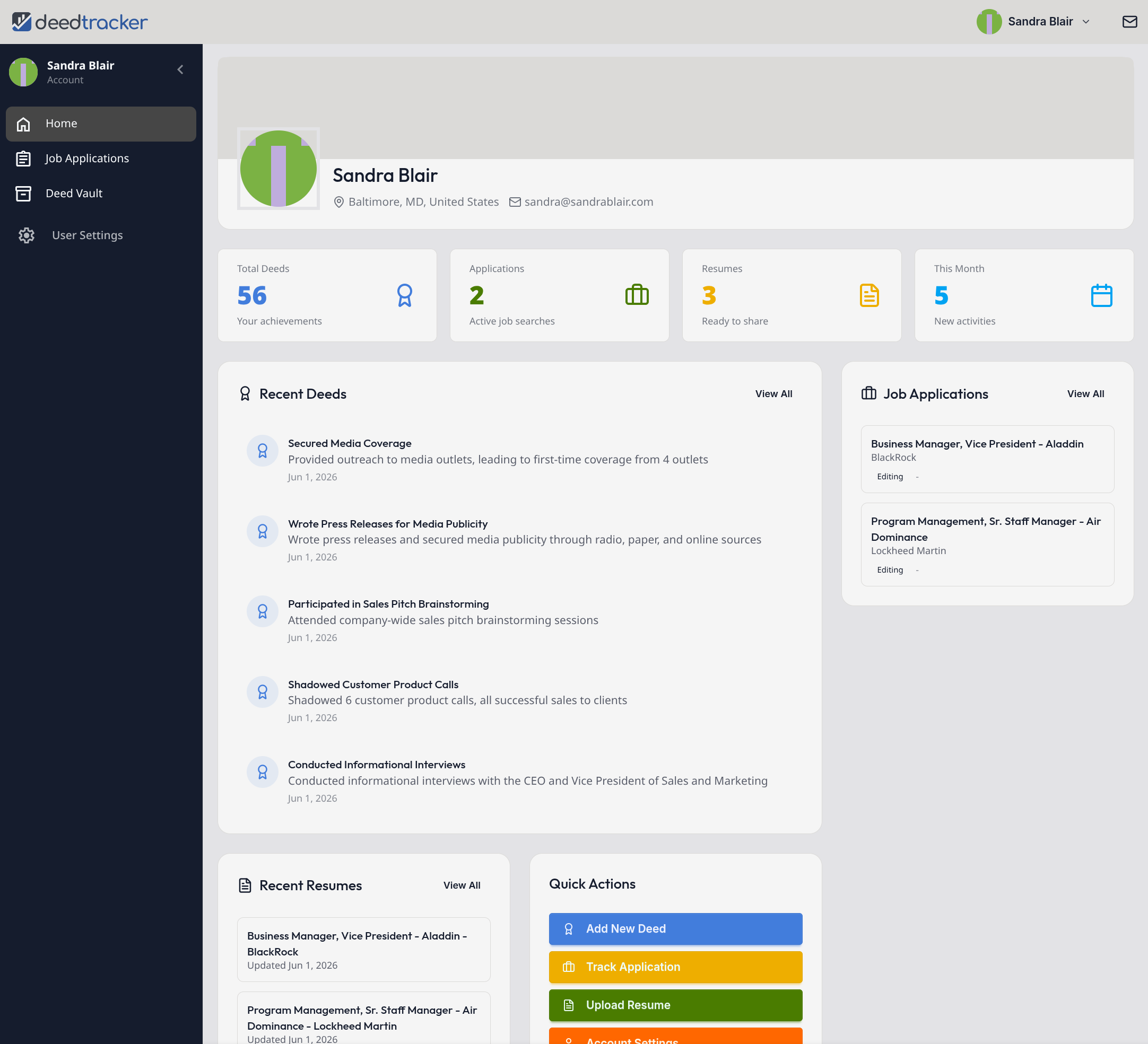 DeedTracker Dashboard