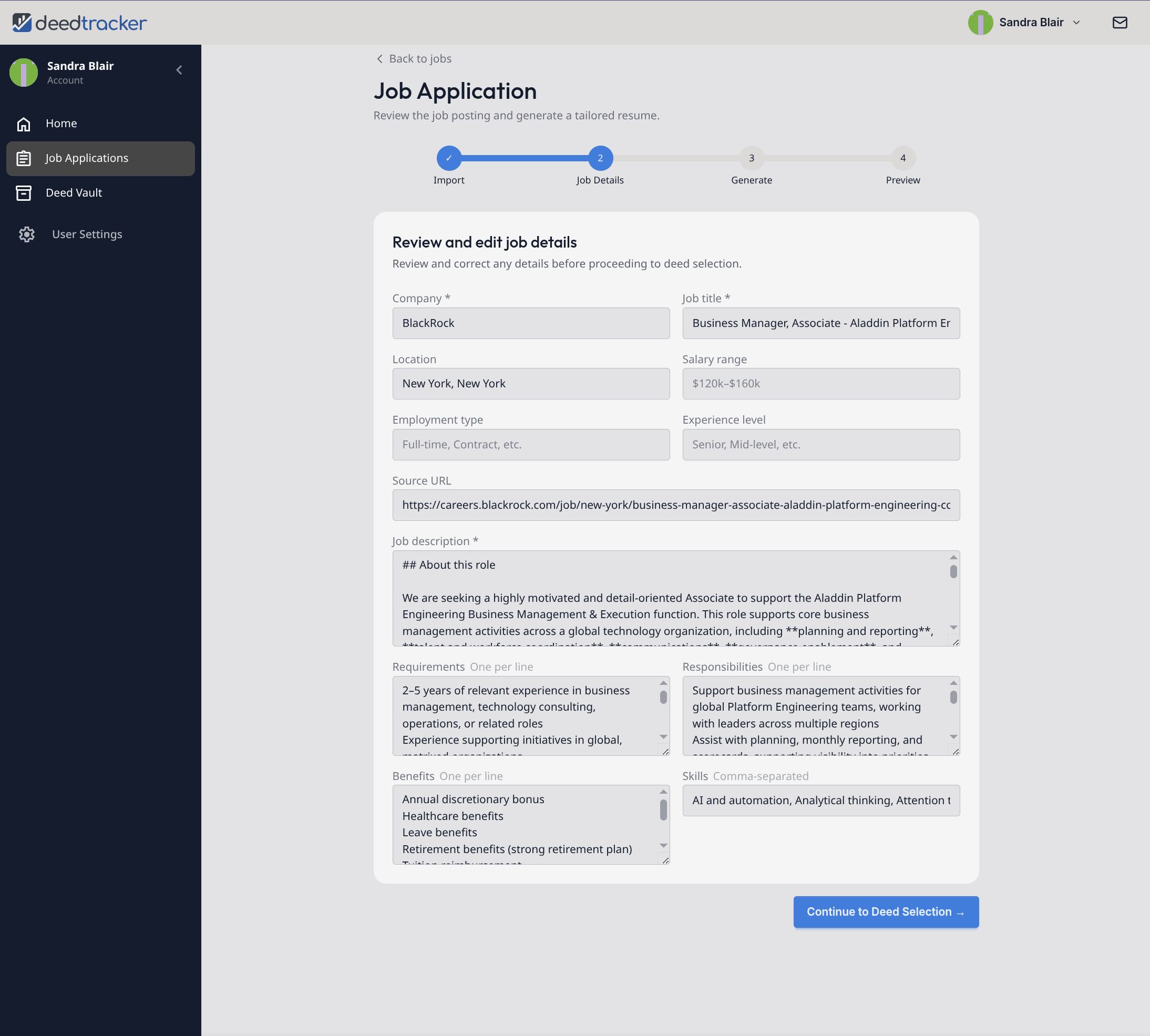 Job Import Details